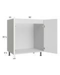 Euro Gloss White 30" Full Height Door Vanity Sink Base Cabinet