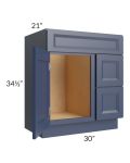Bayville Blue 30" Vanity Sink Base Cabinet (Drawers on Right)