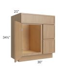 Township Rift Oak 30" Vanity Sink Base Cabinet (Drawers on Right)