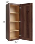 Farmhouse Walnut Shaker 15x42 Wall Cabinet