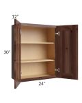 Farmhouse Walnut Shaker 24x30 Wall Cabinet