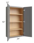 Stratton Dark Grey Shaker 24x42 Wall Cabinet 
