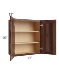 Farmhouse Walnut Shaker 27x30 Wall Cabinet