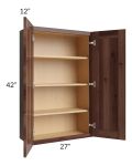 Farmhouse Walnut Shaker 27x42 Wall Cabinet