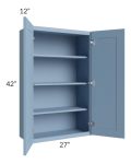 Sky Blue Shaker 27x42 Wall Cabinet