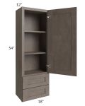 Natural Grey Shaker 18x54 Wall Cabinet With Drawers