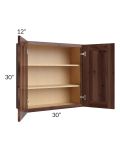 Farmhouse Walnut Shaker 30x30 Wall Cabinet