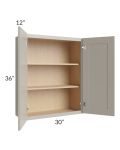 Stratton Light Grey Shaker 30x36 Wall Cabinet