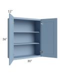 Sky Blue Shaker 30x36 Wall Cabinet