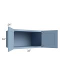 Sky Blue Shaker 33x18x24 Wall Cabinet