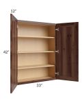 Farmhouse Walnut Shaker 33x42 Wall Cabinet
