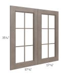 Providence Natural Grey 36x36 Mullion Glass Doors Only with Glass Included