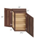 Farmhouse Walnut Shaker 24x30 Wall End Angle Cabinet 