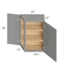 Stratton Dark Grey Shaker 24x30 Wall End Angle Cabinet - Out of stock through mid April