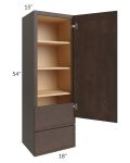Vienna Kona Brown 18x54x15 Wall Cabinet with Drawers
