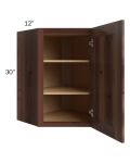 Farmhouse Walnut Shaker 24x30 Wall Diagonal Corner Cabinet