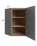 Stratton Dark Grey Shaker 24x30 Wall Diagonal Corner Cabinet 