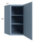 Sky Blue Shaker 24x36 Wall Diagonal Corner Cabinet