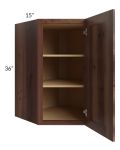 Farmhouse Walnut Shaker 27x36 Wall Diagonal Corner Cabinet - Out of stock through mid April