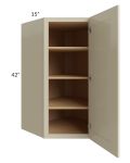 Stratton Khaki Shaker 27x42 Wall Diagonal Corner Cabinet - Out of stock through mid April