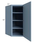 Sky Blue Shaker 27x42x15 Wall Diagonal Corner Cabinet