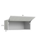 Euro White Grain 36x15-1/8x24 Flip Up Door Wall Cabinet