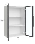 Venetian White Gloss 24x36 Wall Diagonal Cabinet Glass Door Only
