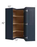 Southport Blue Shaker 24x42 Easy Reach Corner Wall Cabinet