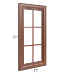 Phoenix Caramel Glaze 15x30 Mullion Glass Door Only  (can be used with a 24x30 corner cabinet)
