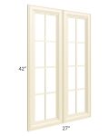 Phoenix Cream Glaze 27x42 Mullion Glass Doors Only 