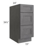 Stone Grey 15" 3-Drawer Base Cabinet
