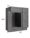 Stone Grey 30" Vanity Sink Base Cabinet (Drawers on Right)