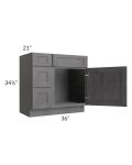 Stone Grey 36" Vanity Sink Base Cabinet (Drawers on Left)