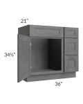 Stone Grey 36" Vanity Sink Base Cabinet (Drawers on Right)
