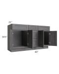 Stone Grey 60" Vanity Sink Base Cabinet with Drawers
