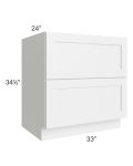 Frosted White Shaker 33" 2-Drawer Base Cabinet