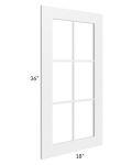 Frosted White Shaker 18x36 Mullion Glass Door
