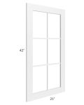 Frosted White Shaker 21x42 Mullion Glass Door