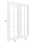 Frosted White Shaker 30x42 Mullion Glass Door - Out of stock through late May