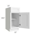 Frosted White Shaker 15" Vanity Base Cabinet