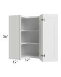 Frosted White Shaker 24x36 Easy Reach Corner Wall Cabinet