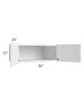 Frosted White Shaker 36x15x24 Refrigerator Wall Cabinet