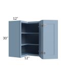 Sky Blue Shaker 24x30 Wall Corner Unit